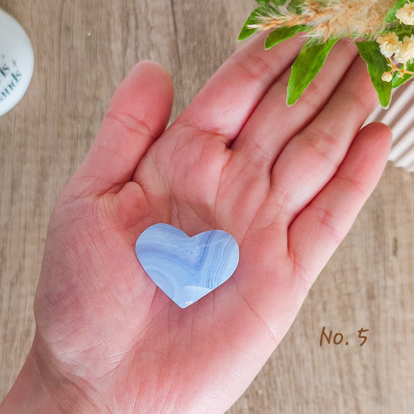 Blue Lace Agate Heart Carving