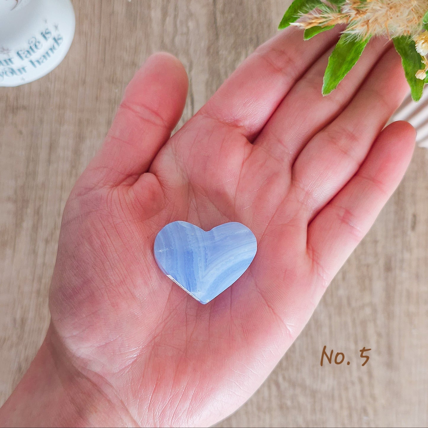 Blue Lace Agate Heart Carving