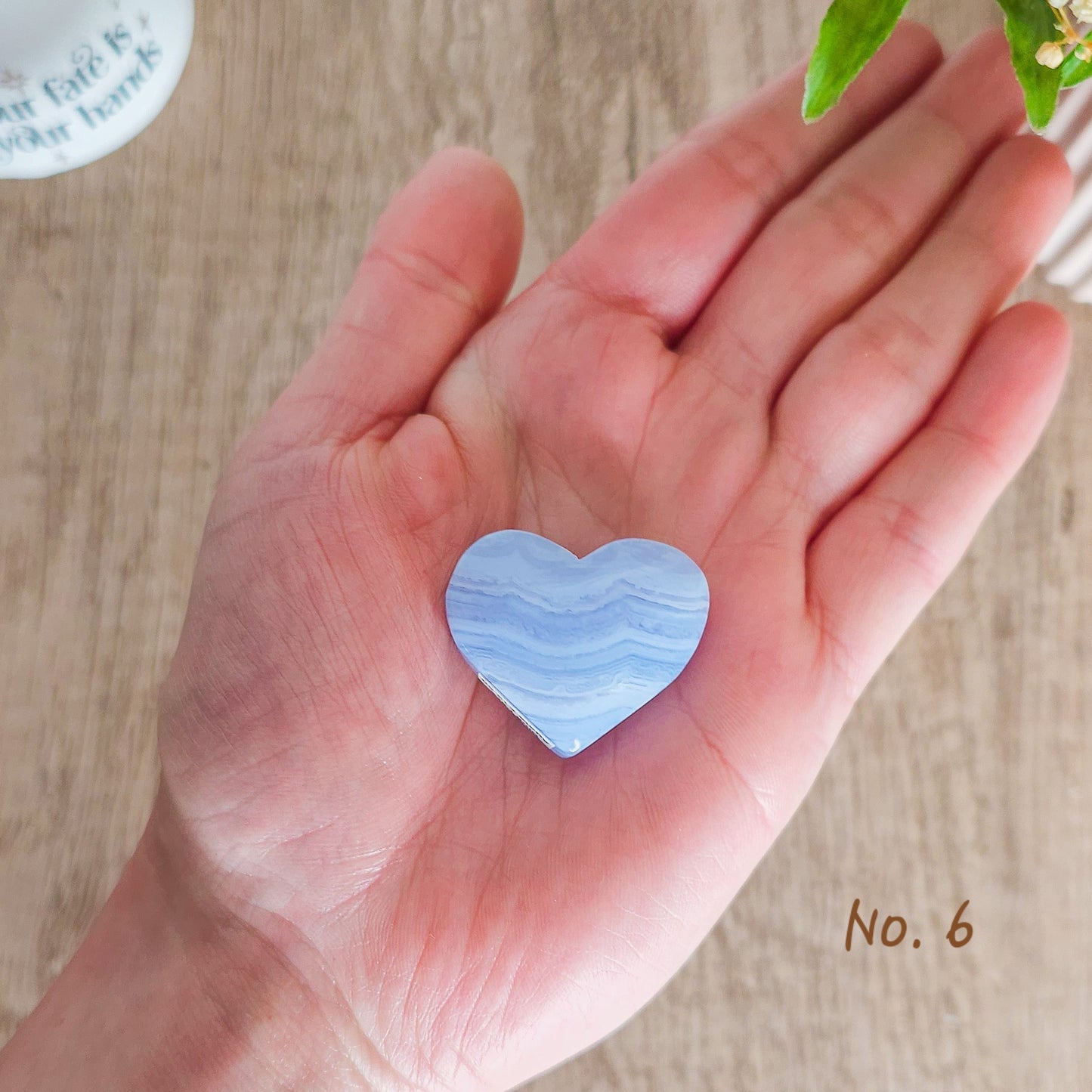 Blue Lace Agate Heart Carving