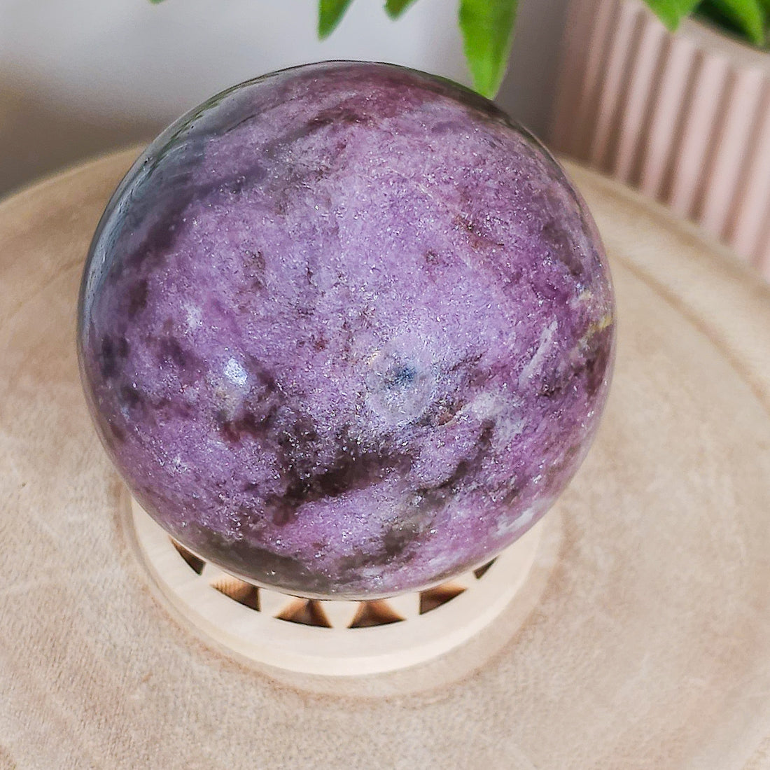 Lepidolite with Pink Tourmaline and Quartz Sphere
