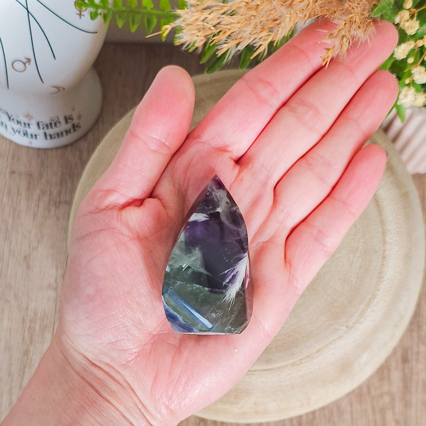 Purple and Green Feather Fluorite