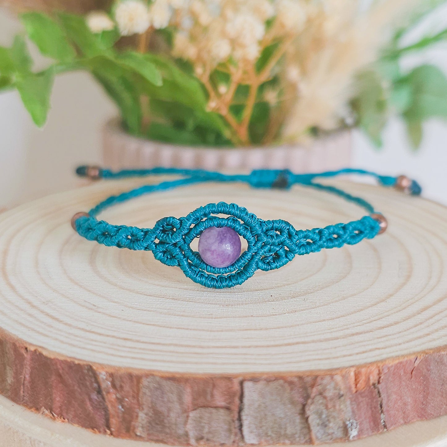Calm & Courage |Strawberry Moon | Handmade Bracelet with Lepidolite