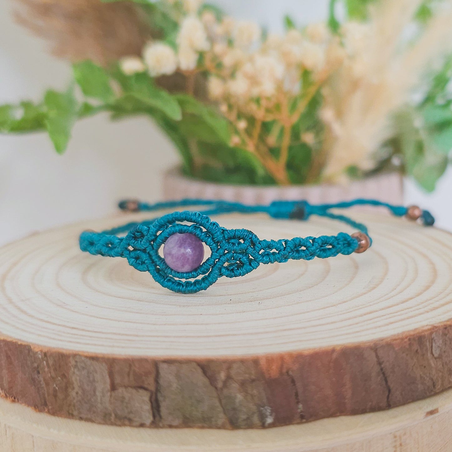 Calm & Courage |Strawberry Moon | Handmade Bracelet with Lepidolite