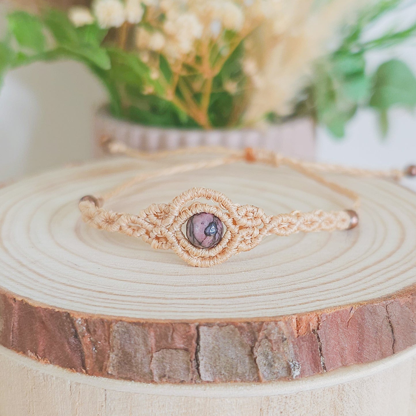 Open Heart | Strawberry Moon | Handmade Bracelet with Rhodonite
