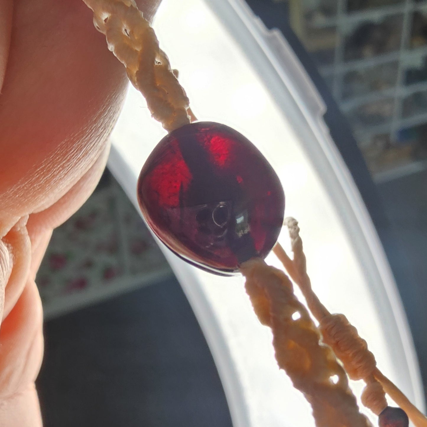 Handmade macrame bracelet with Garnet beads, infused with intention to support strength, grounding, and soul alignment