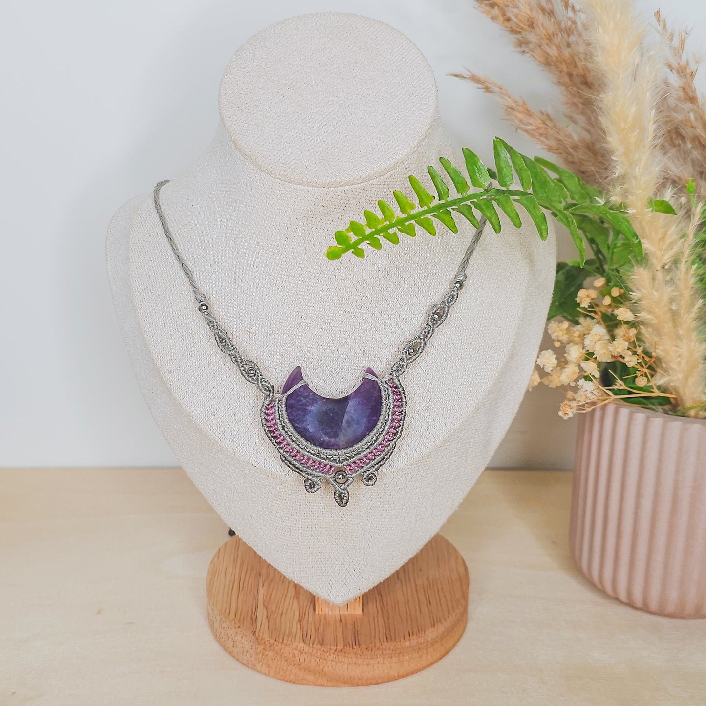 Crescent Clarity | Handmade Necklace with Amethyst Crescent Moon