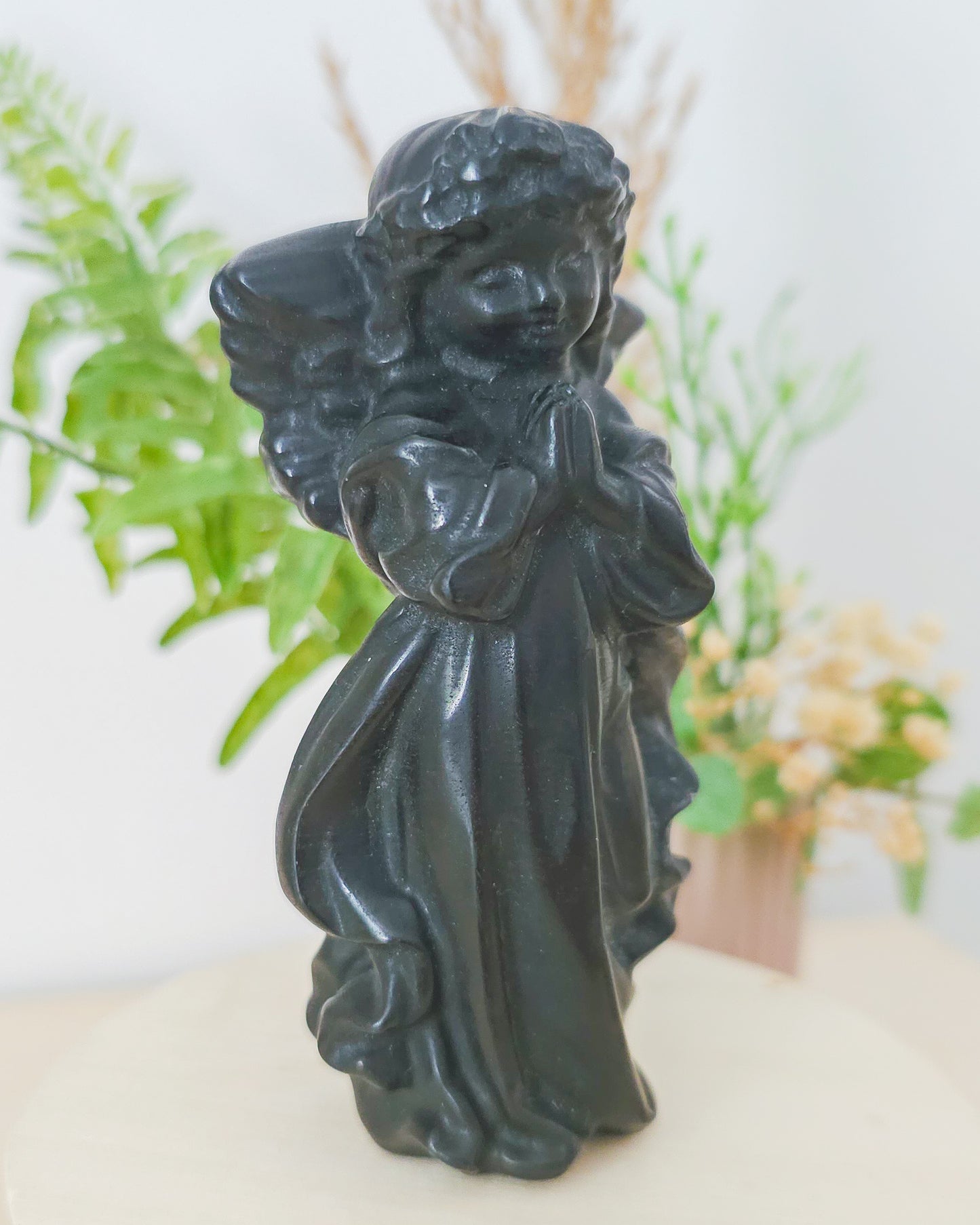 Black Obsidian Angel Carving (10cm)