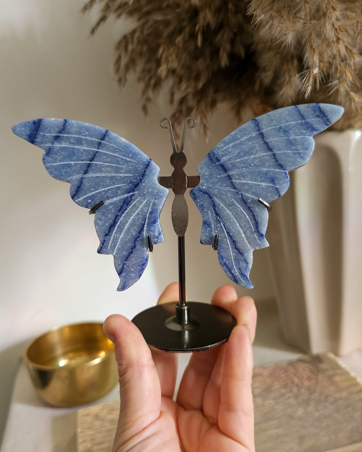 Blue Aventurine Butterfly Wings On The Stand