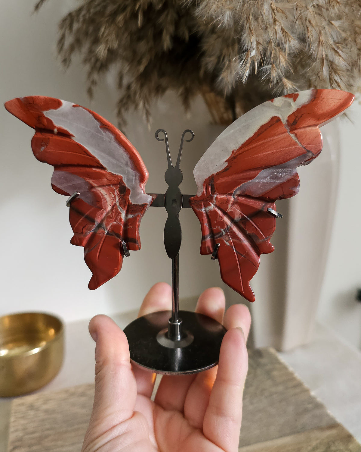Red Jasper Butterfly Wings On The Stand