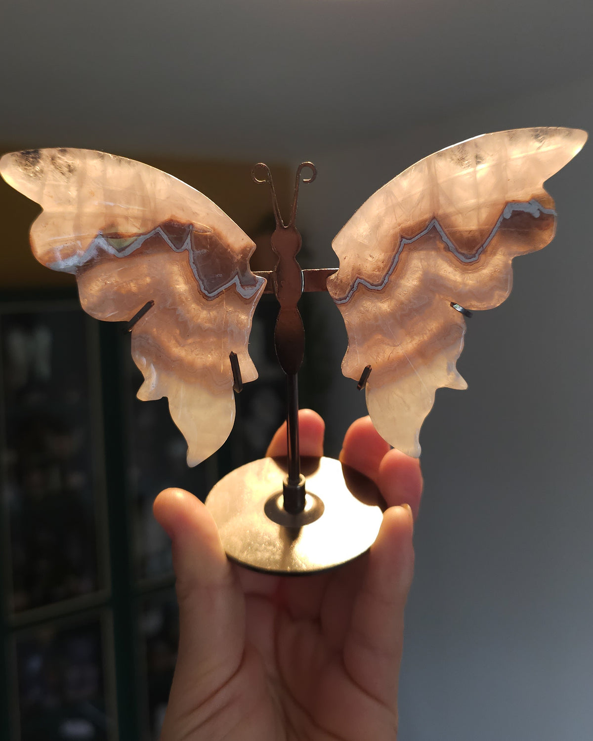 Banded Agate & Quartz | Crystal Butterfly Wings On The Stand
