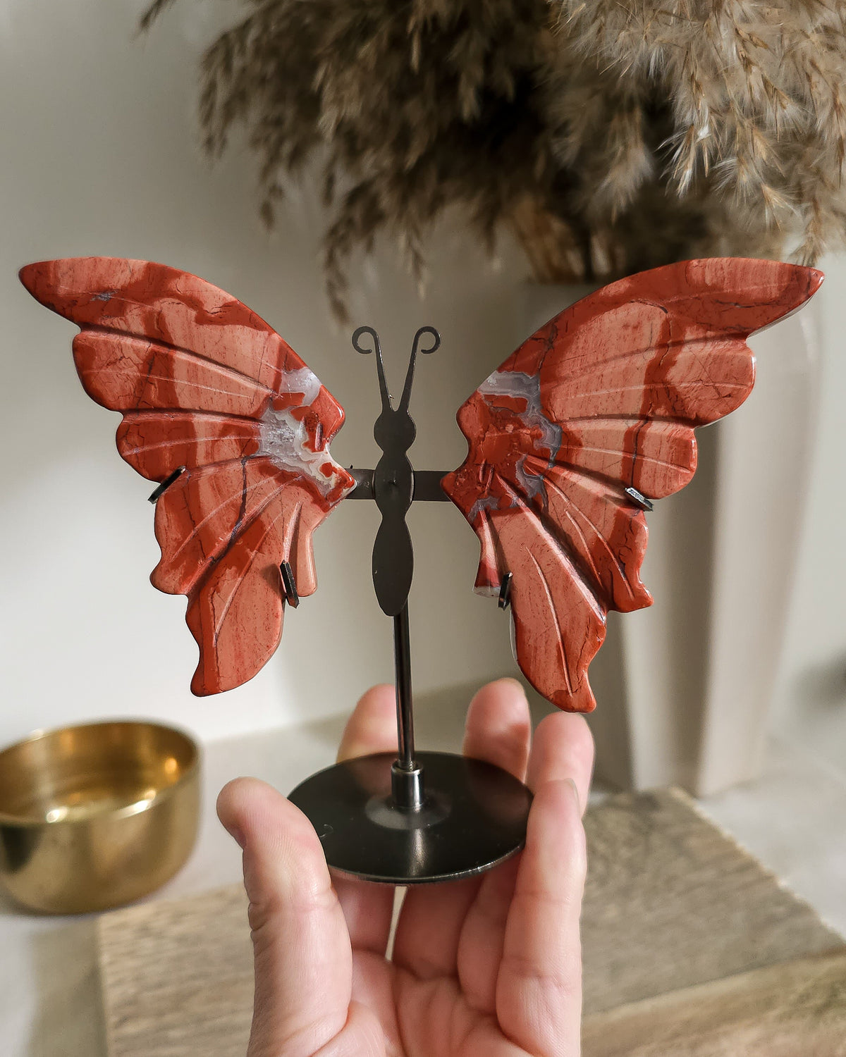 Red Jasper Butterfly Wings On The Stand