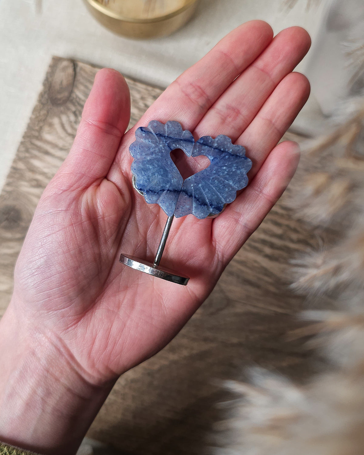 Blue Aventurine | Crystal Heart On The Stand