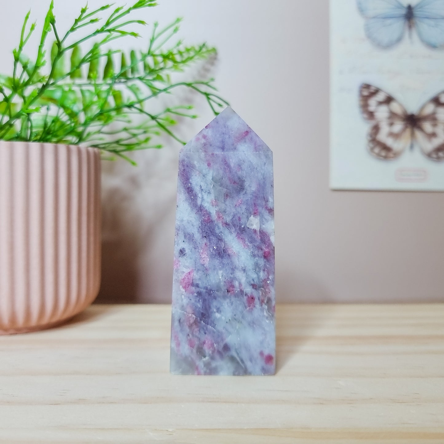 Lepidolite with Pink Tourmaline and Quartz Tower