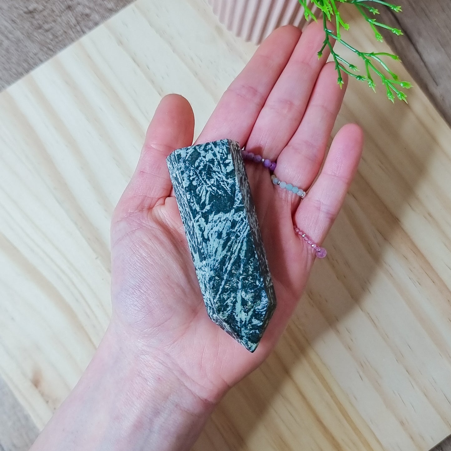 Black Tourmaline in Jade Tower