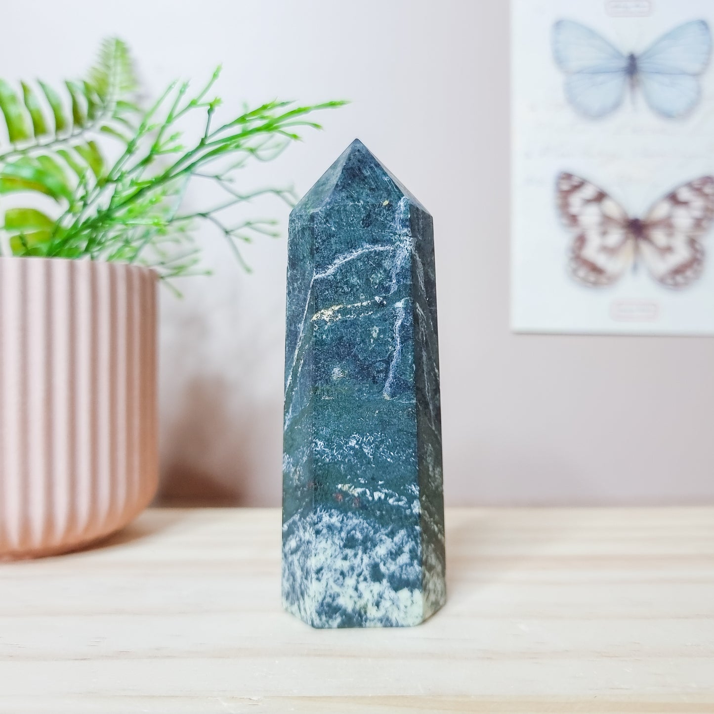Black Tourmaline in Jade Tower
