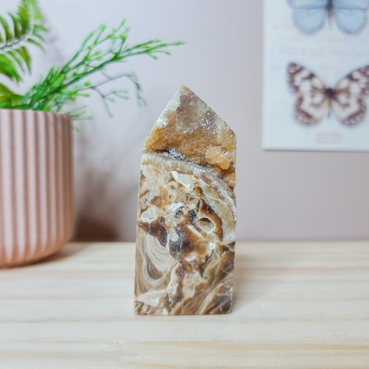 Chocolate Calcite Tower with Druzy