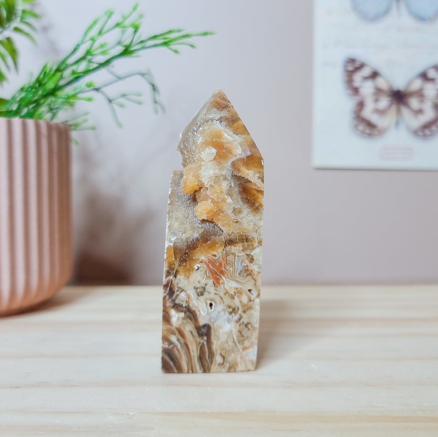 Chocolate Calcite Tower with Druzy