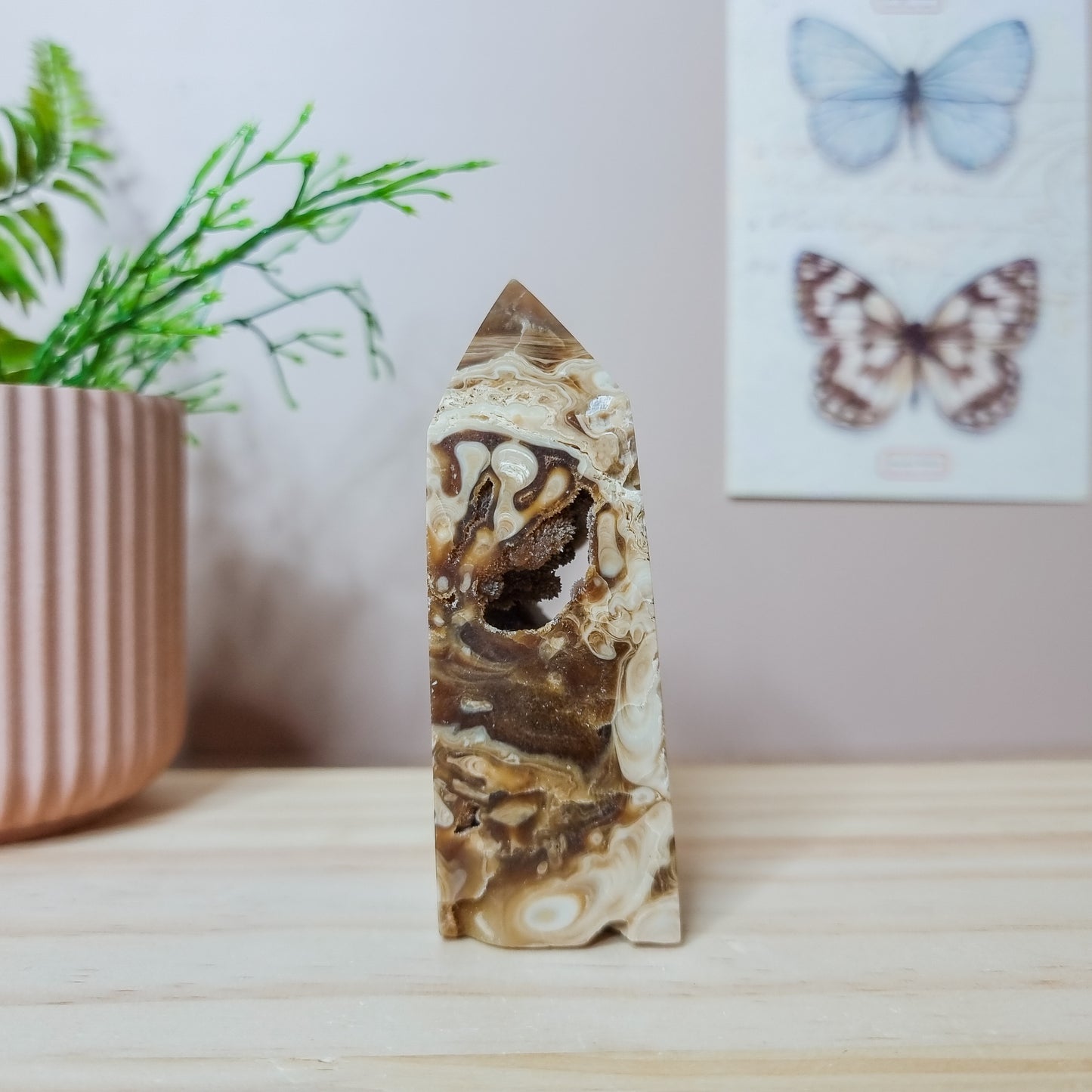 Chocolate Calcite Tower with Druzy