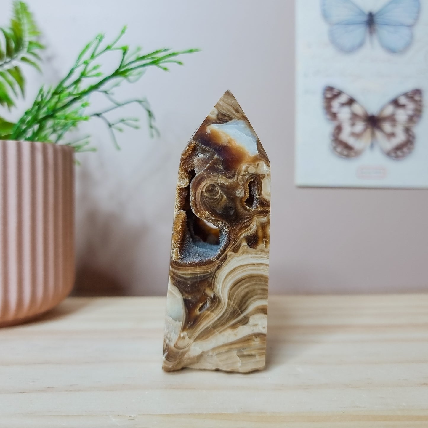 Chocolate Calcite Tower with Druzy