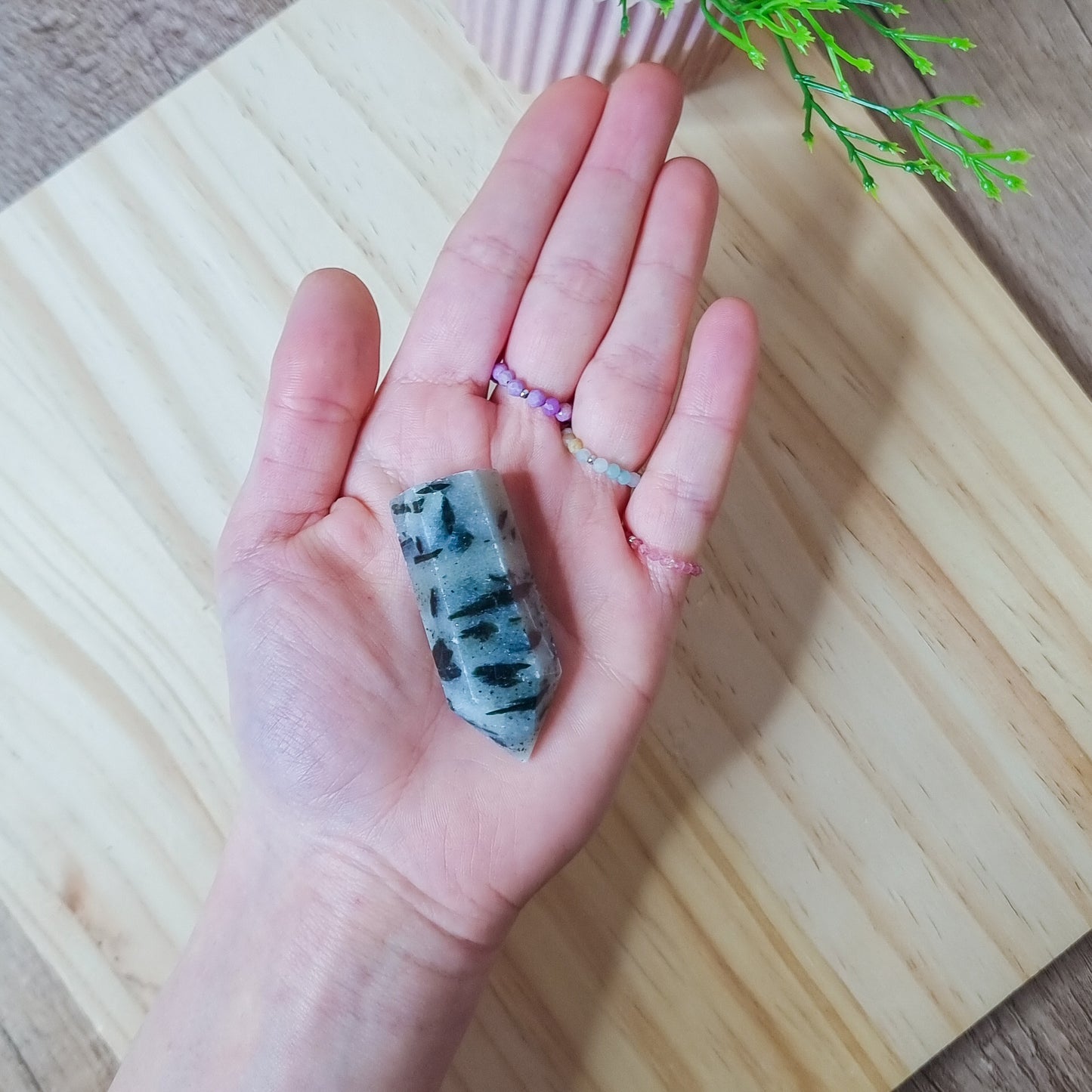 Green Epidote in Quartz Tower