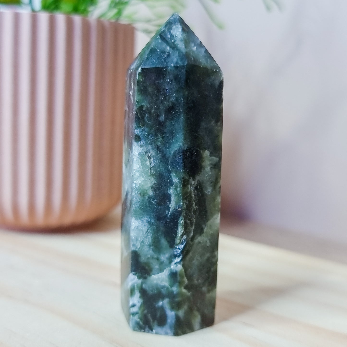 Green Epidote in Quartz Tower