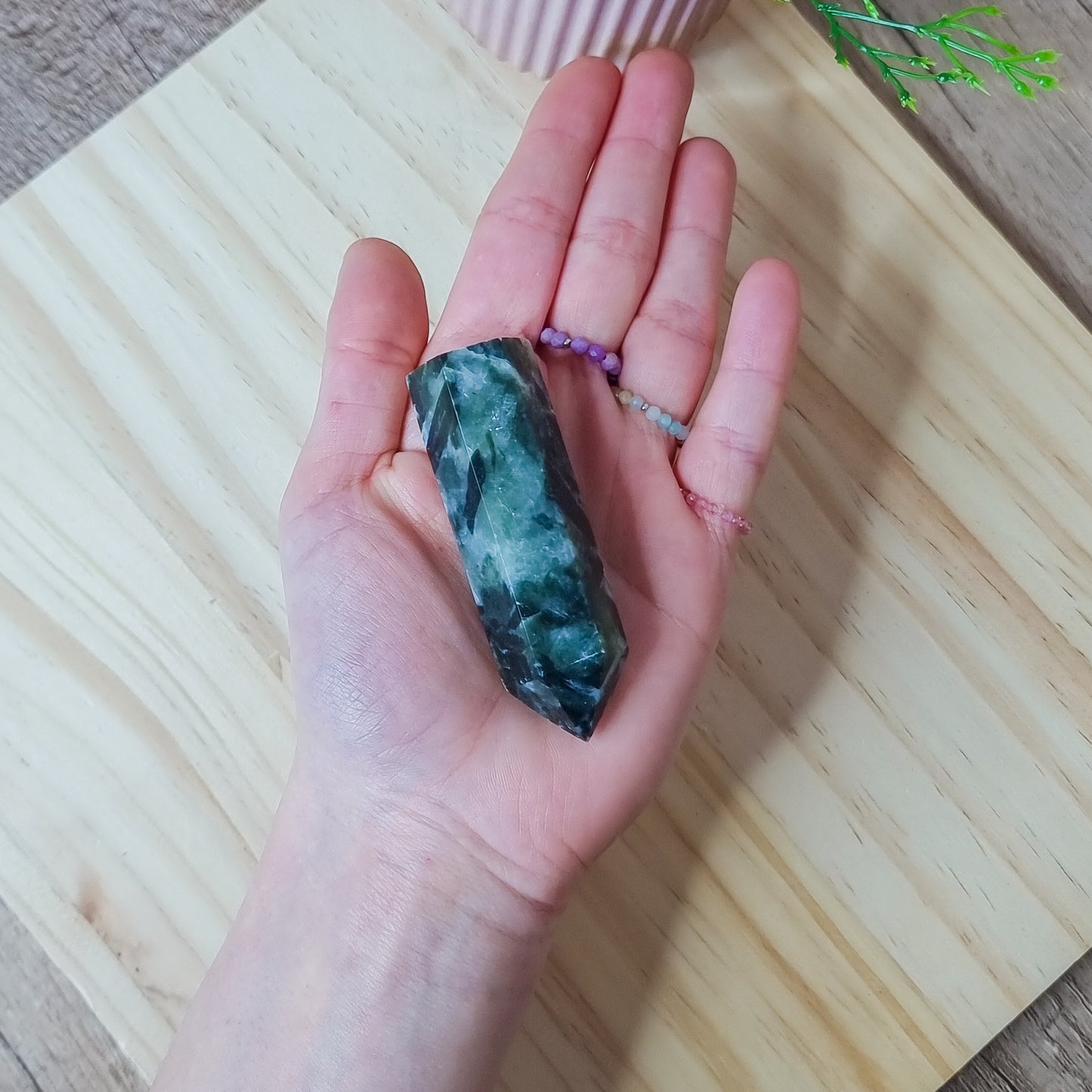 Green Epidote in Quartz Tower