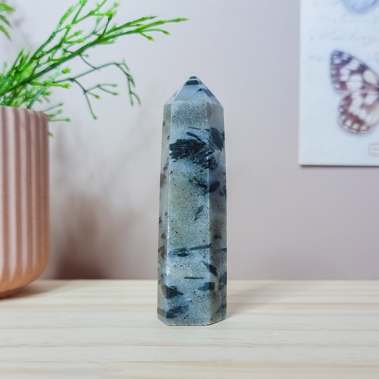 Green Epidote in Quartz Tower