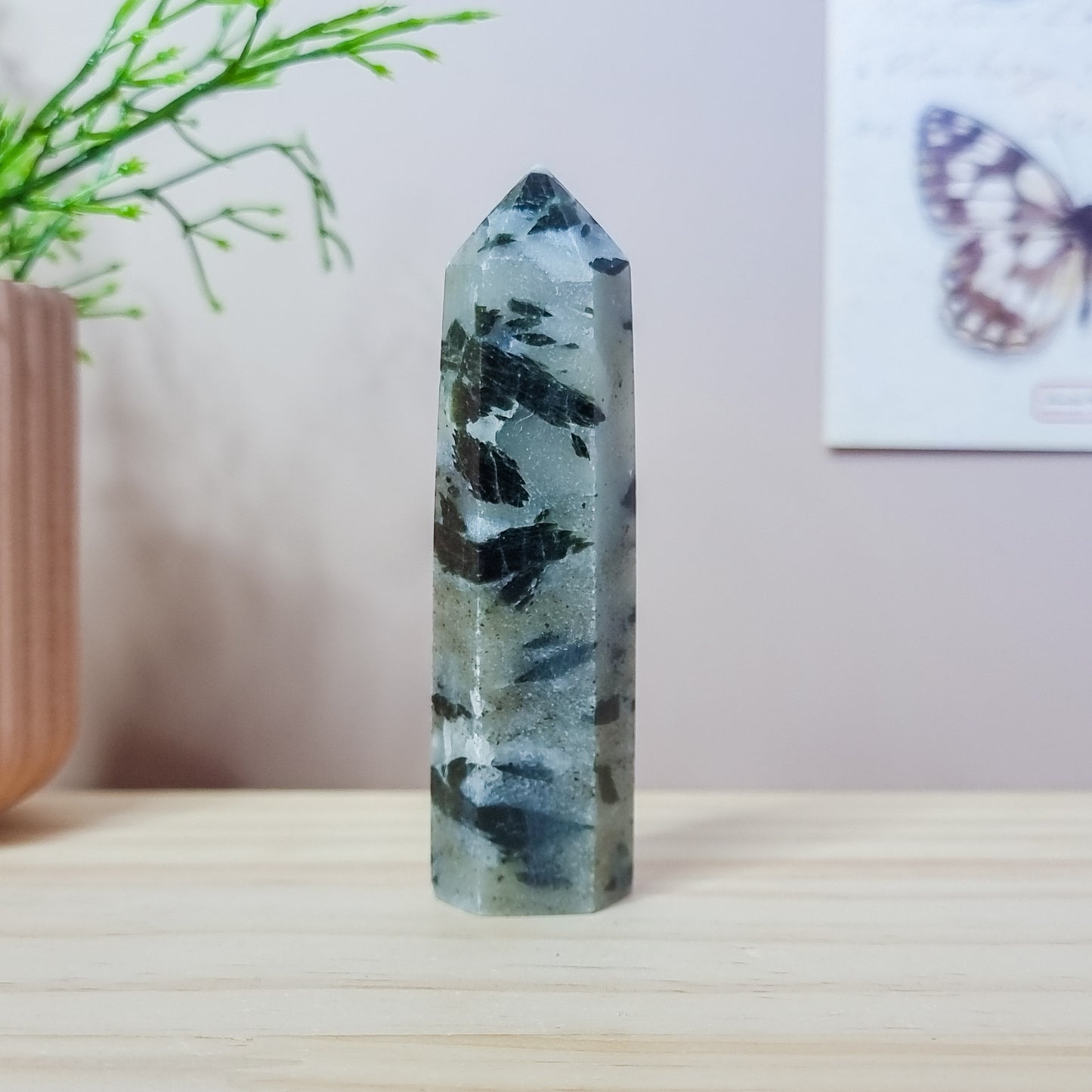 Green Epidote in Quartz Tower