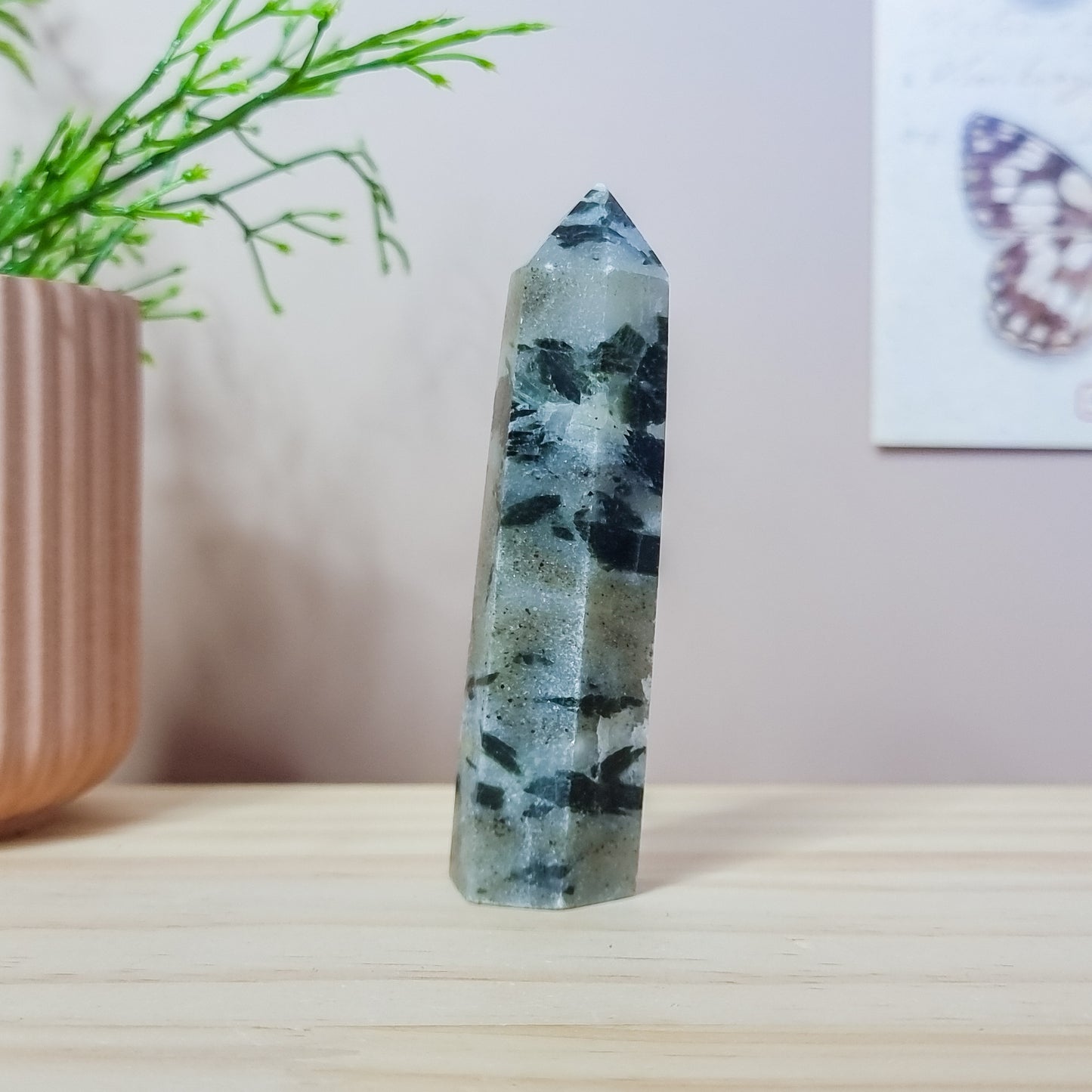 Green Epidote in Quartz Tower