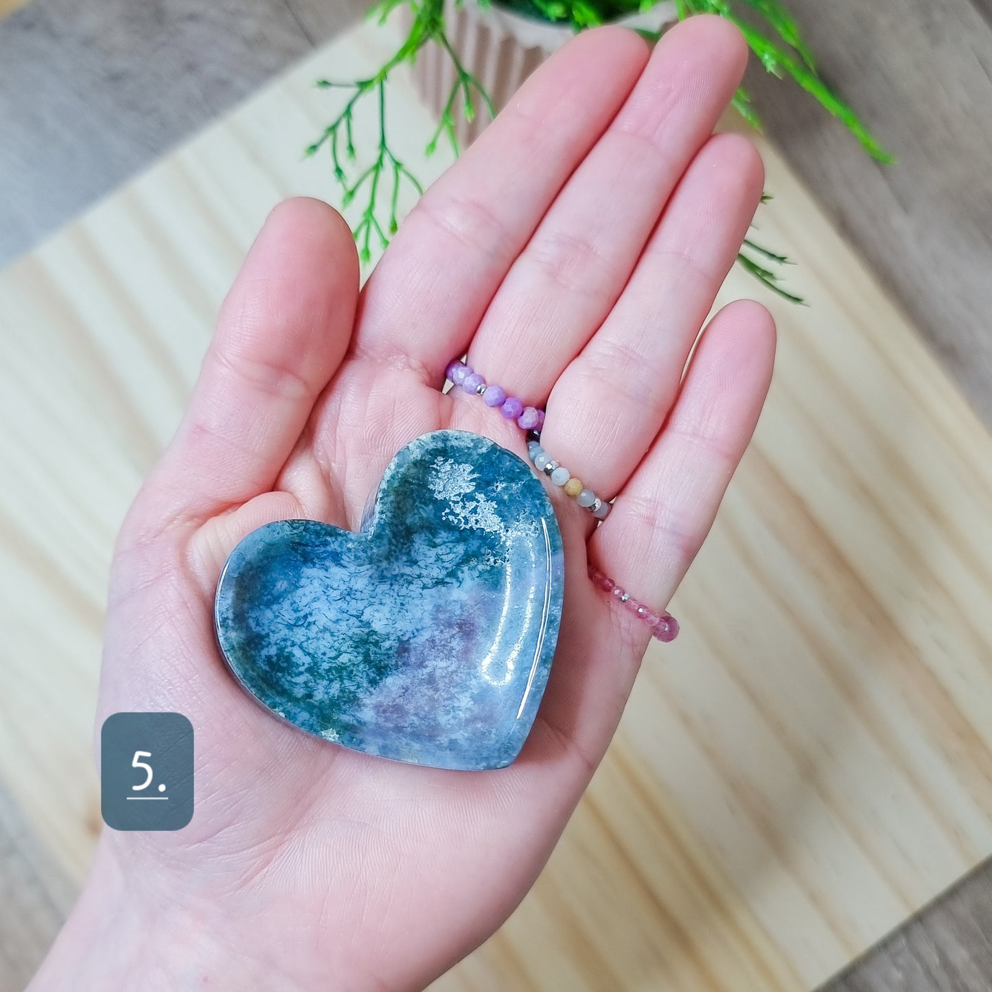 Green Aventurine, Moss Agate and Ocean Jasper Heart Bowl