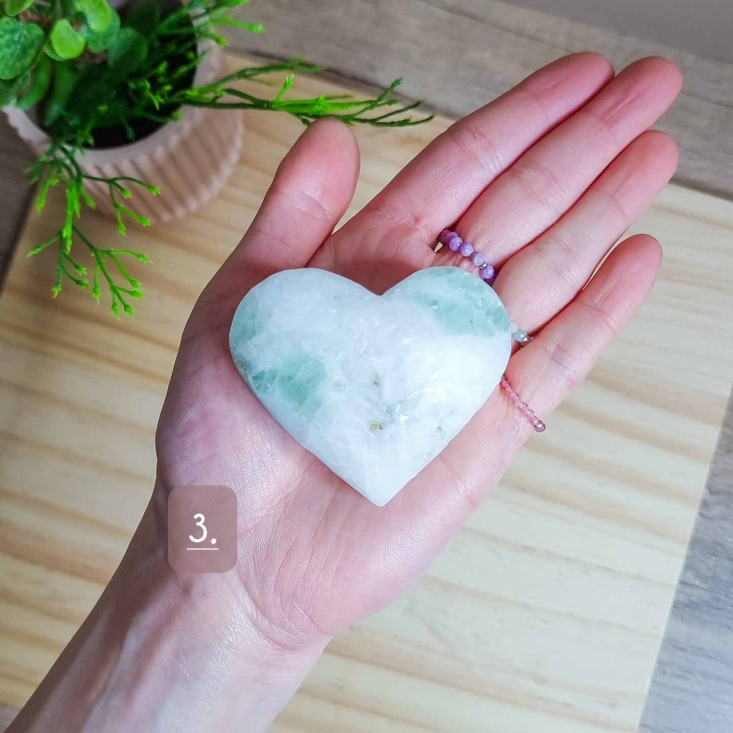 Green Fluorite in Quartz Hearts