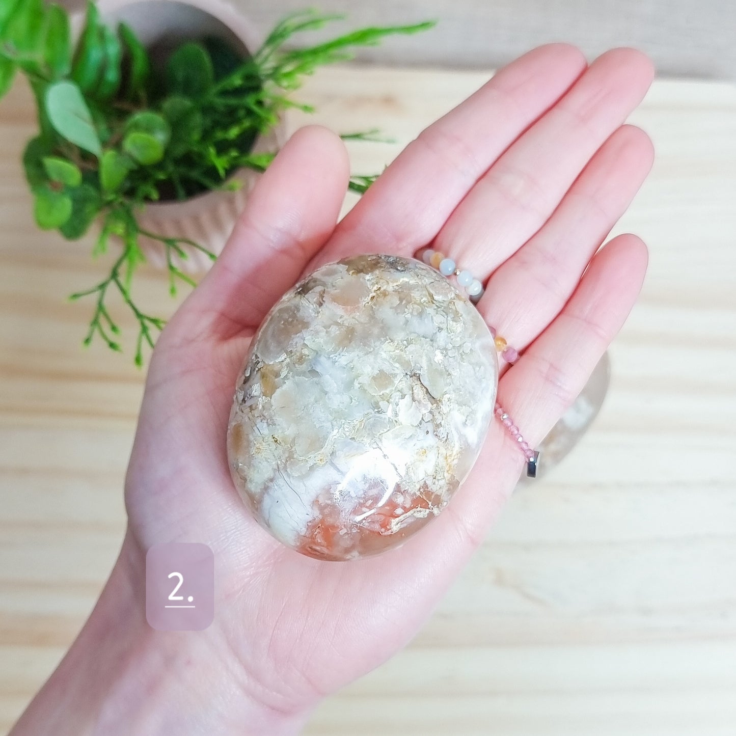 Flower Agate Palm Stone