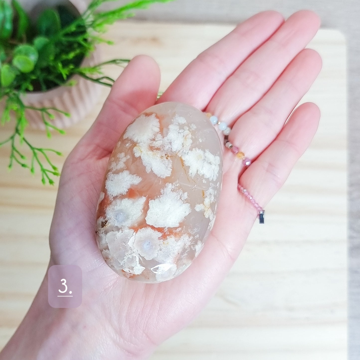 Flower Agate Palm Stone