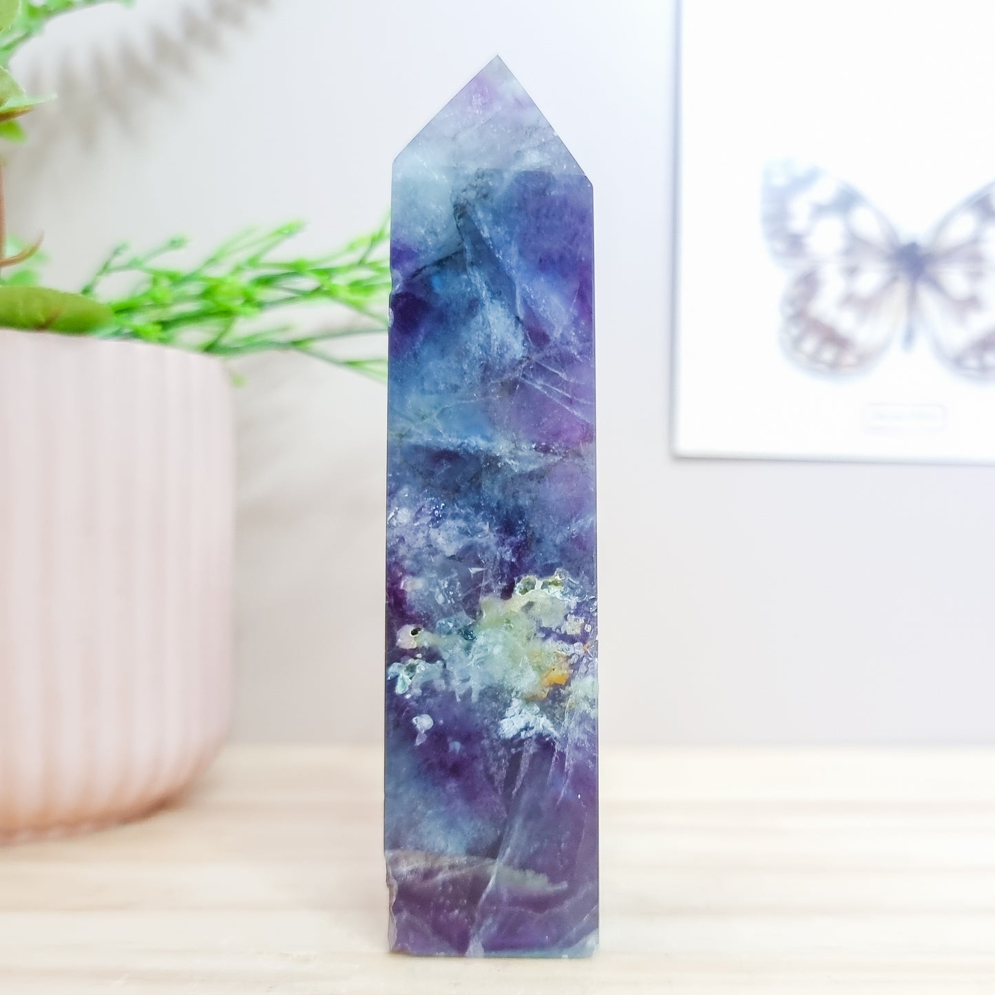 Purple, Green and Blue Fluorite Tower