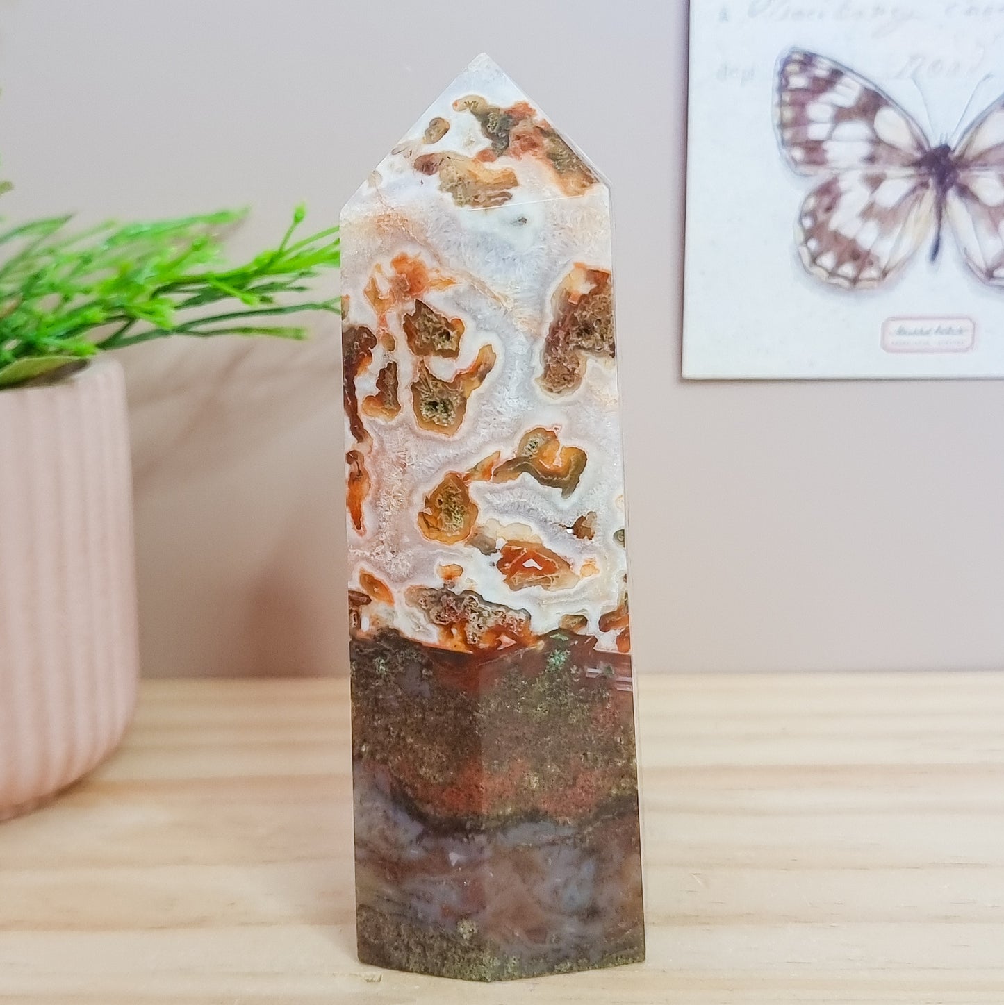 Red Moss Agate Tower