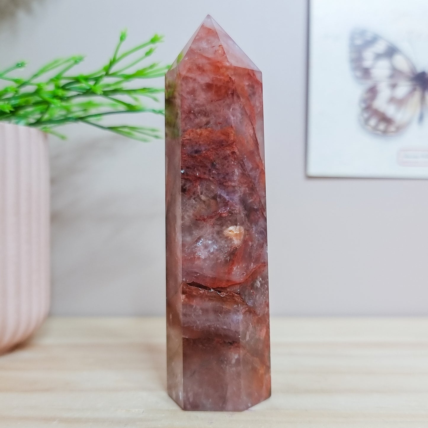 Fire/Red Hematoid Quartz Tower