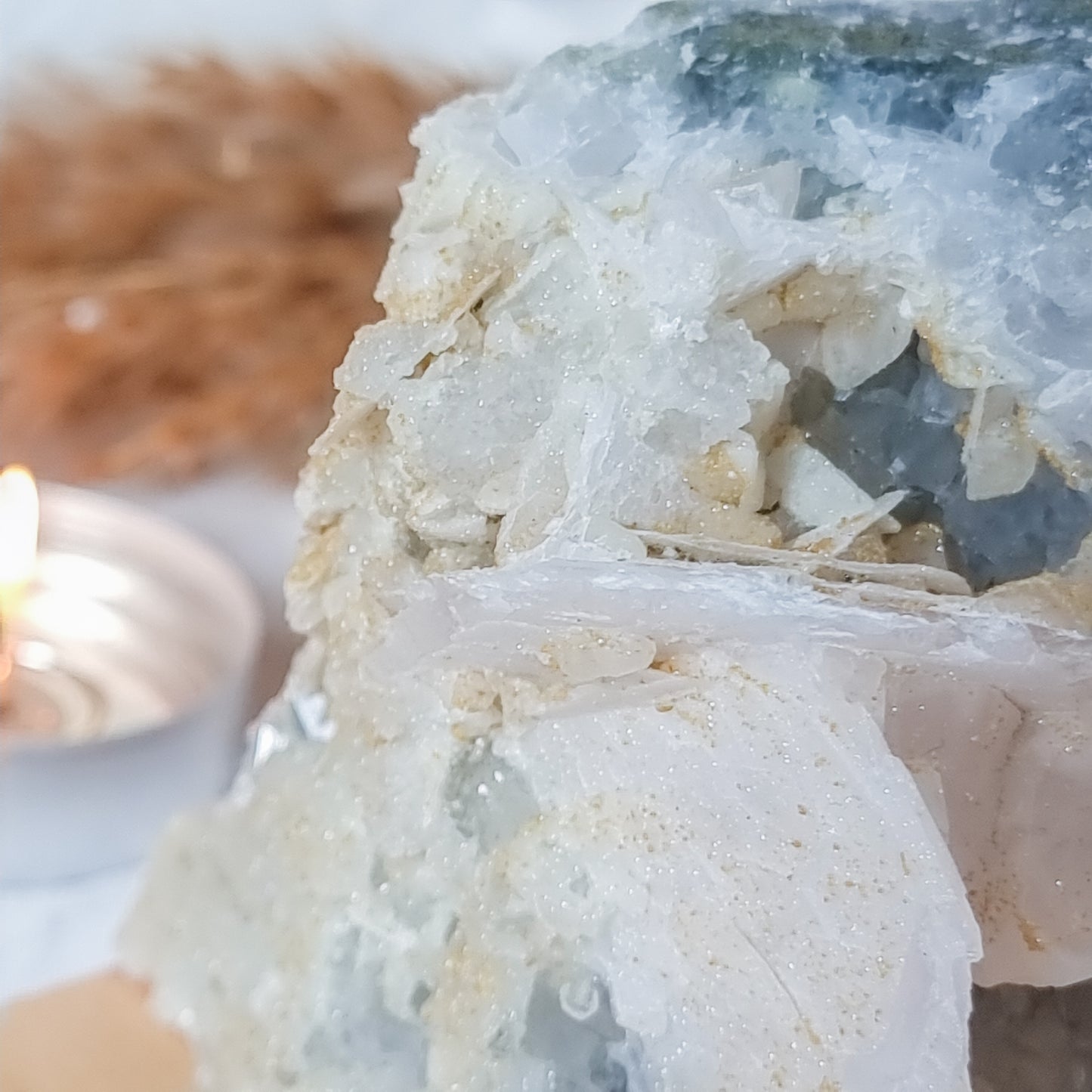 Grey Quartz with Calcite Specimen