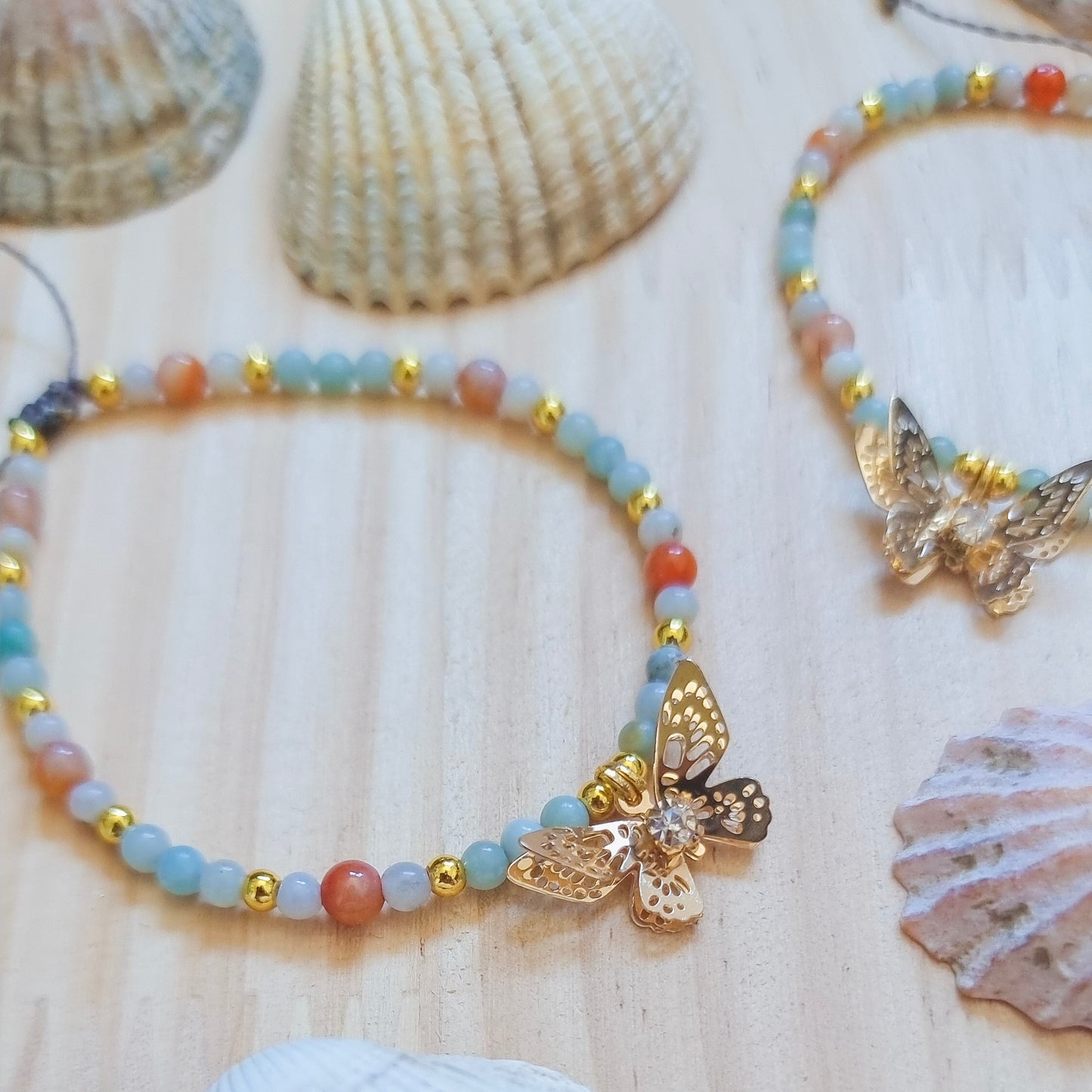 Carnelian and Amazonite Butterfly bracelet