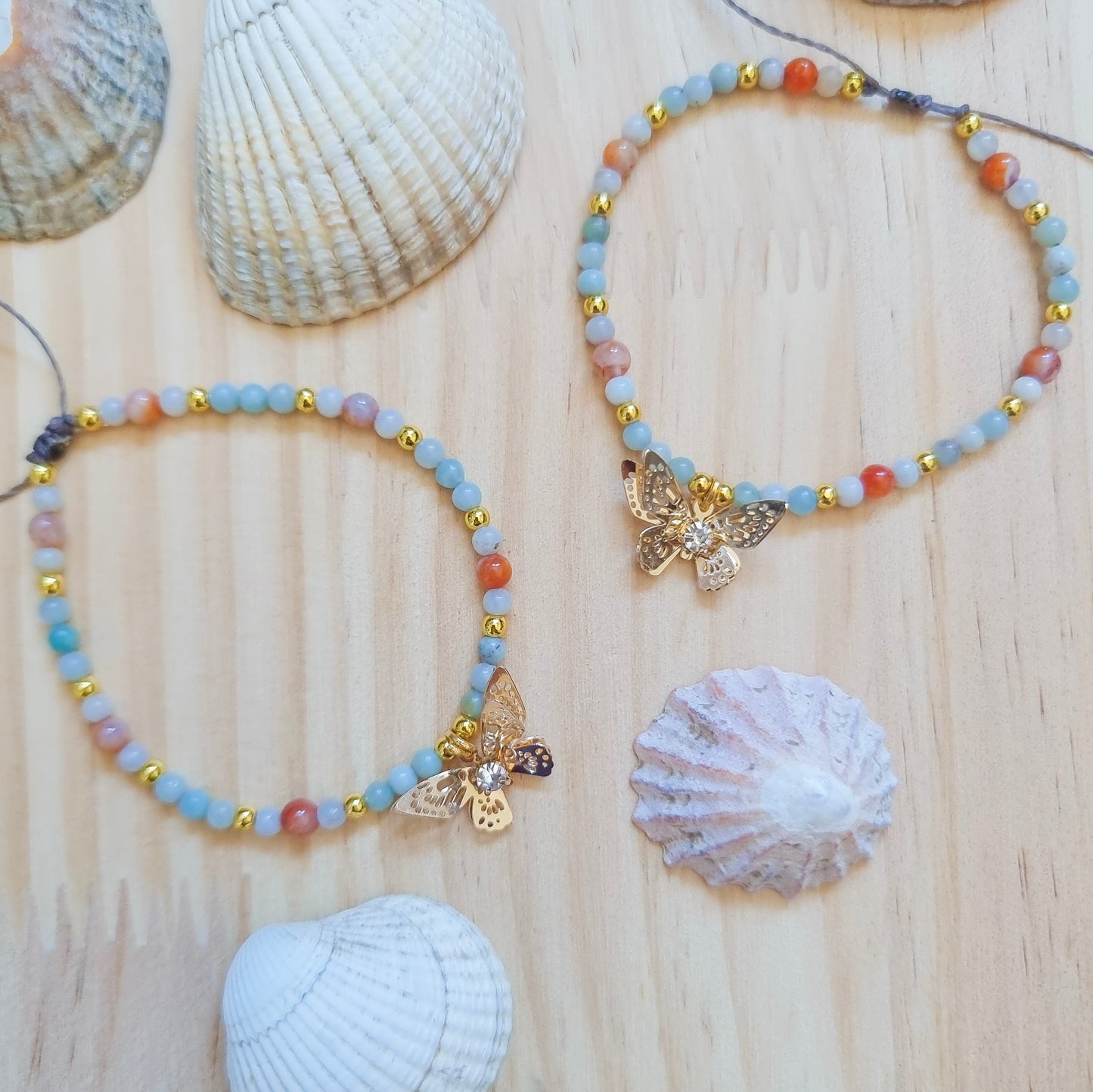 Carnelian and Amazonite Butterfly bracelet