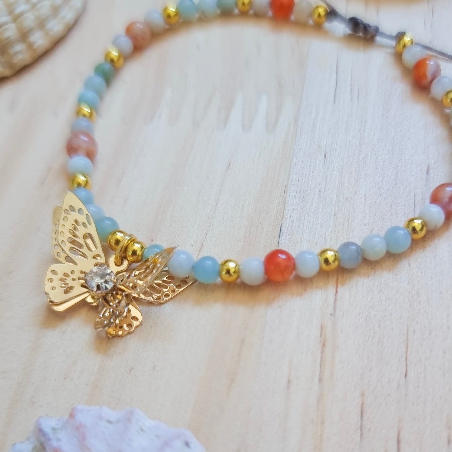 Carnelian and Amazonite Butterfly bracelet