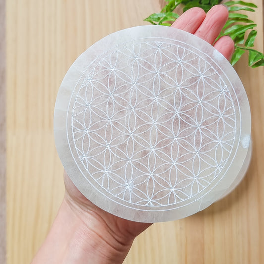Selenite Flower Of Life Plate