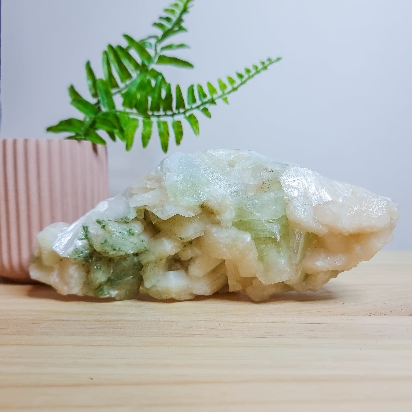 Green Apophylite with Stilbite and Chlorite