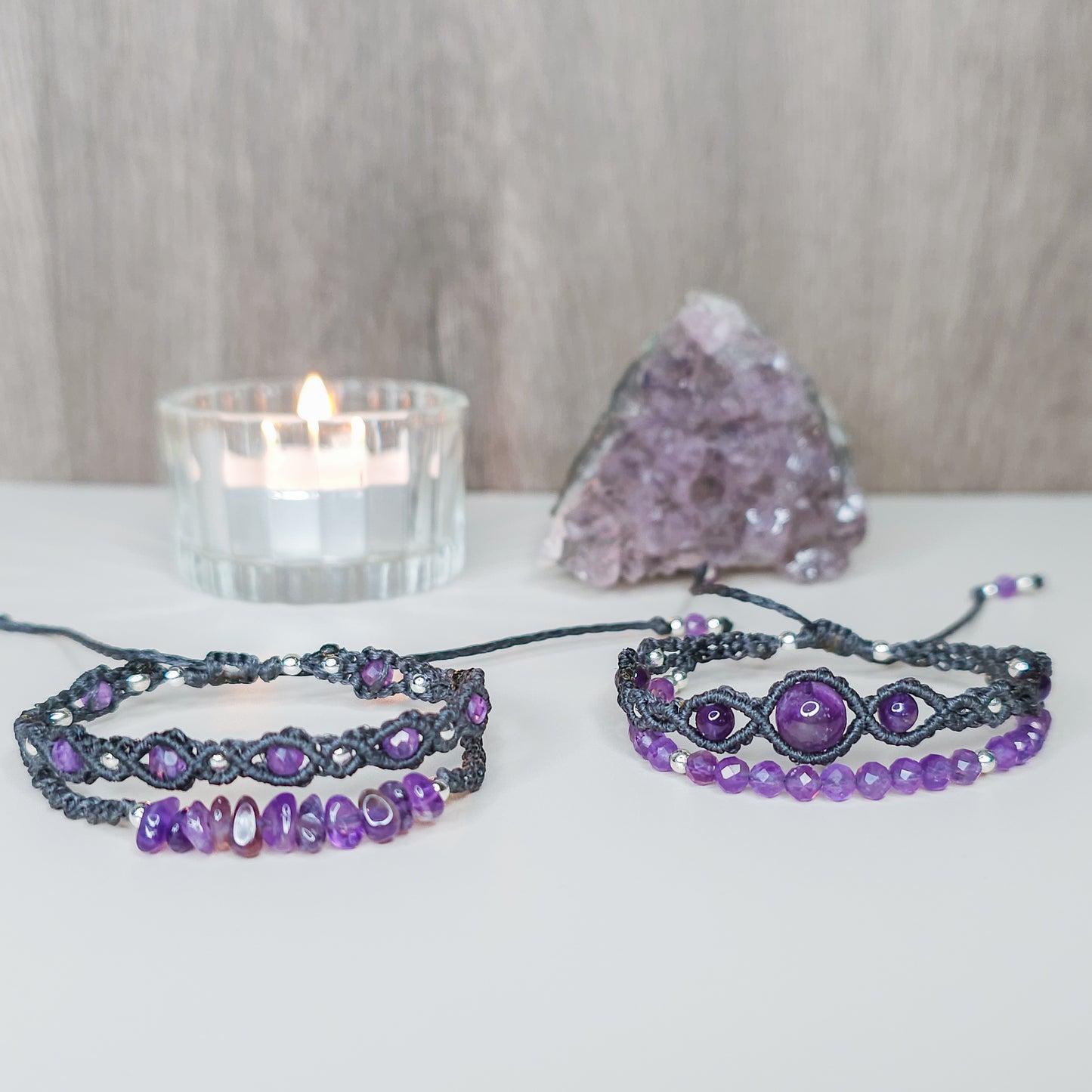 Amethyst Macrame Double Bracelets