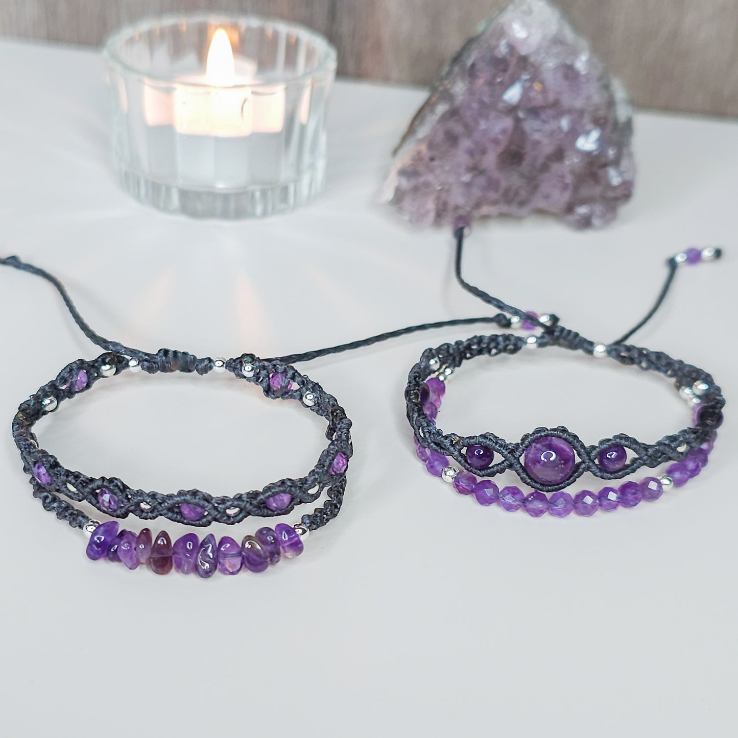 Amethyst Macrame Double Bracelets