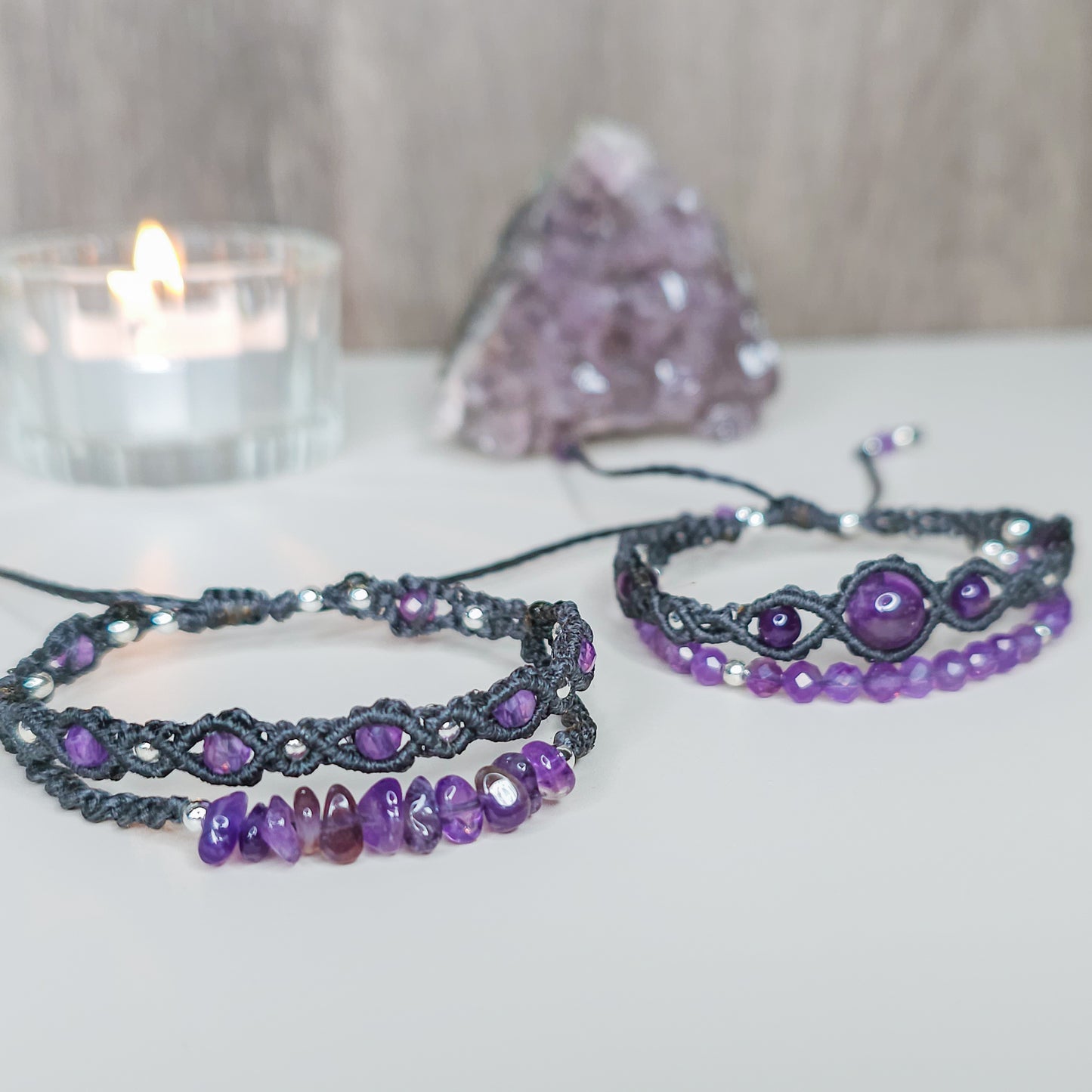 Amethyst Macrame Double Bracelets