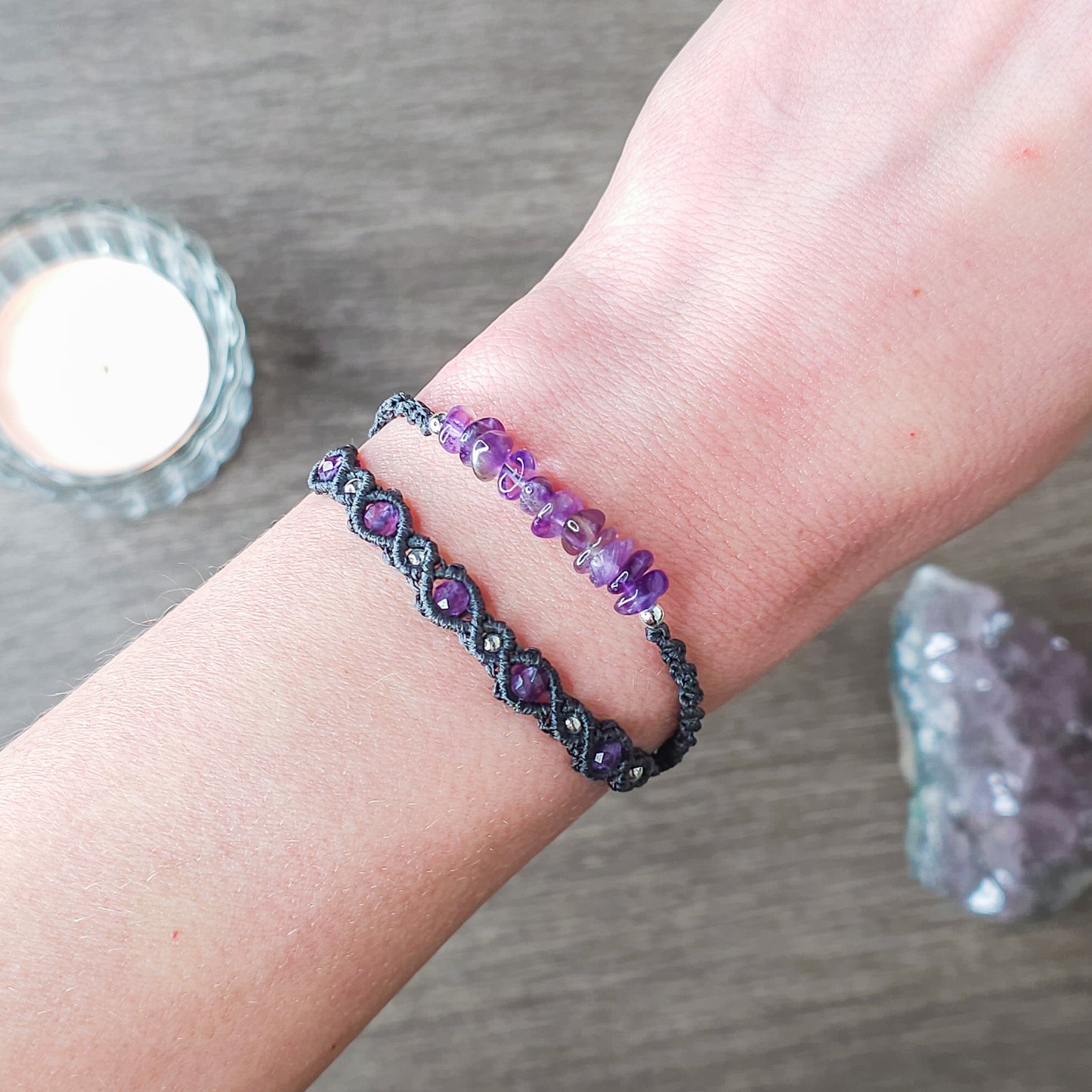 Amethyst Macrame Double Bracelets