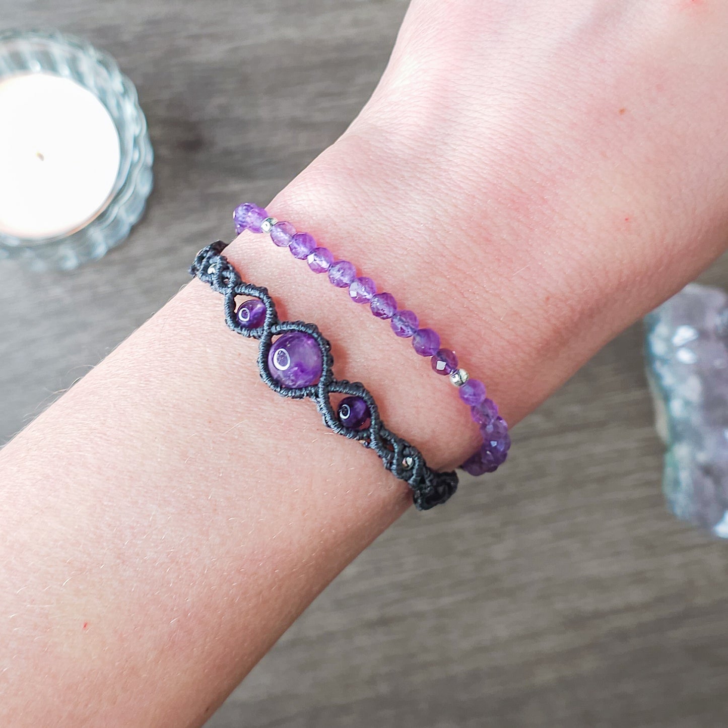 Amethyst Macrame Double Bracelets