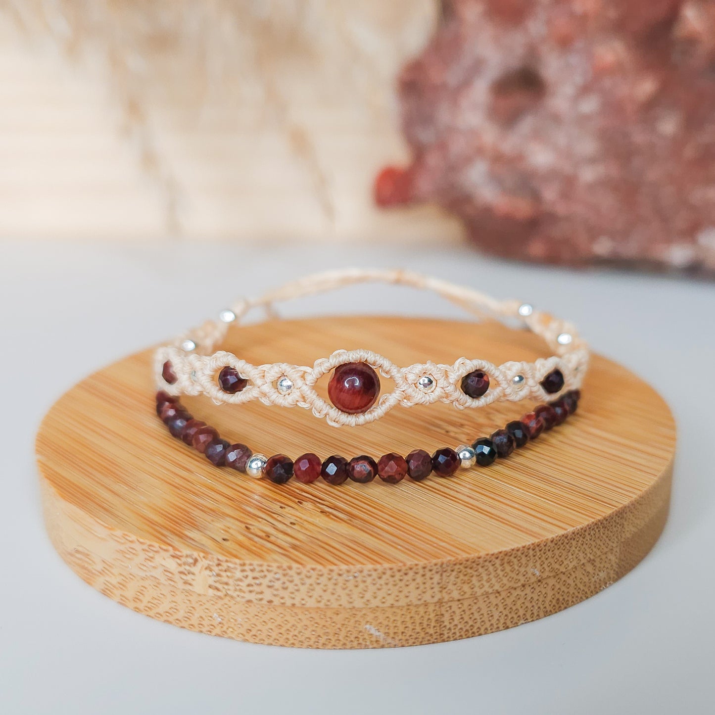 Handmade Red Tiger's Eye Double Bracelet