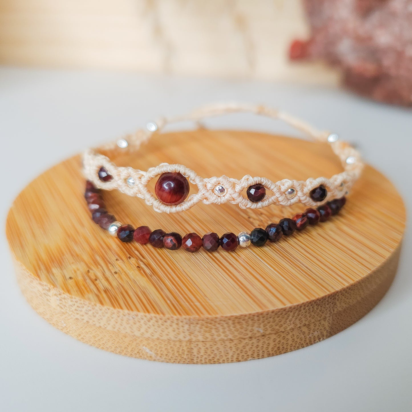 Handmade Red Tiger's Eye Double Bracelet