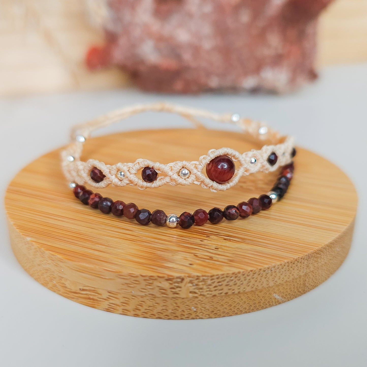 Handmade Red Tiger's Eye Double Bracelet